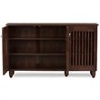 Baxton Studio Fernanda 3 Door Shoe Cabinet in Dark Brown
