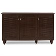 Baxton Studio Winda 3 Door Shoe Cabinet in Dark Brown