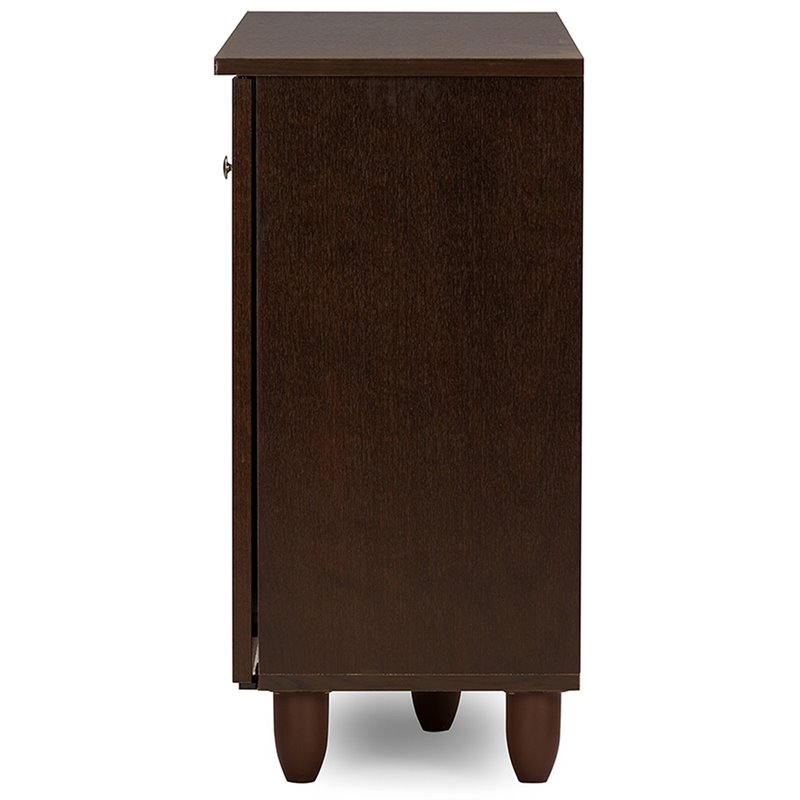Baxton Studio Winda 3 Door Shoe Cabinet in Dark Brown