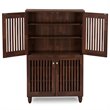 Baxton Studio Fernanda 4 Door Tall Shoe Cabinet in Oak Brown