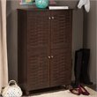 Baxton Studio Winda 4 Door Shoe Cabinet in Dark Brown
