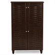 Baxton Studio Winda 4 Door Shoe Cabinet in Dark Brown