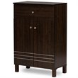 Baxton Studio Felda 2 Door Engineered Wood Shoe Cabinet in Dark Brown