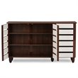 Baxton Studio Gisela 3 Door Shoe Cabinet in Dark Oak and White
