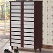 Baxton Studio Gisela 4 Door Shoe Cabinet in Dark Oak and White