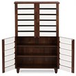 Baxton Studio Gisela 4 Door Shoe Cabinet in Dark Oak and White
