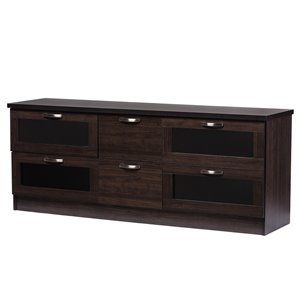 Baxton Studio Adelino 62&quot TV Stand in Dark Brown