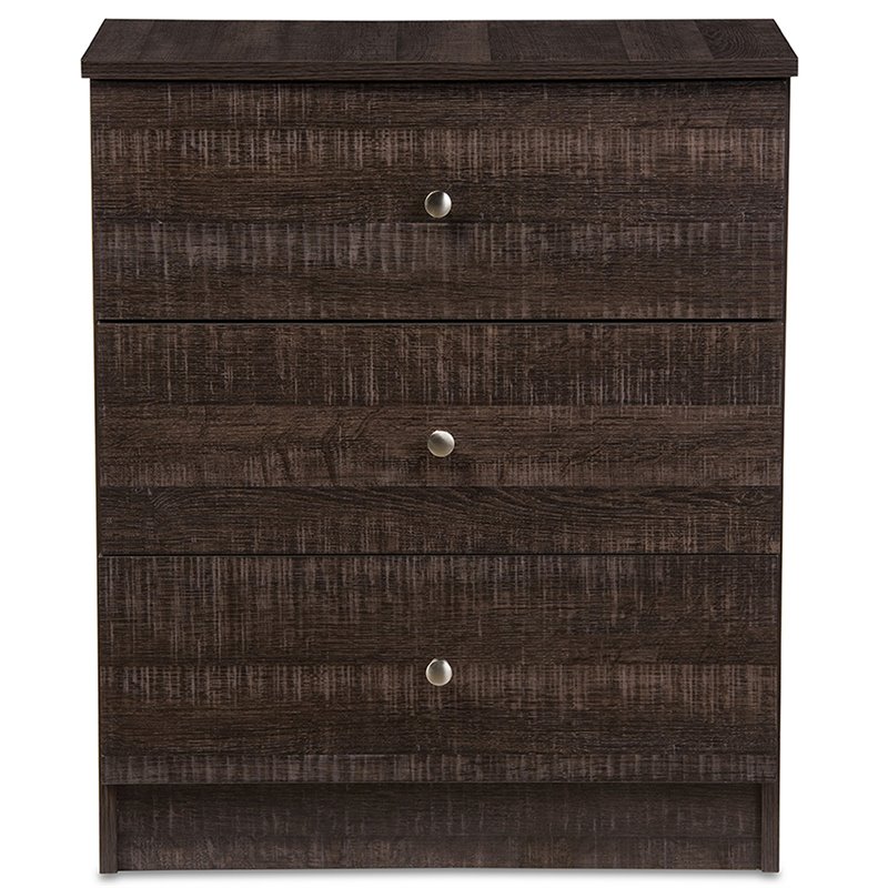 Baxton Studio Decon 3 Drawer Chest in Espresso
