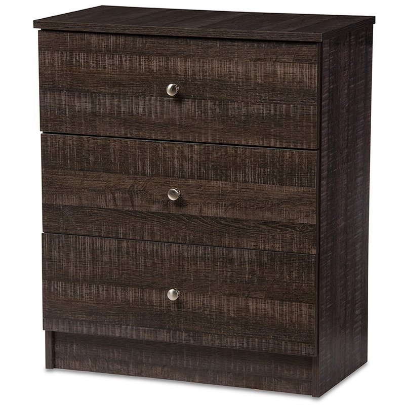 Baxton Studio Decon 3 Drawer Chest in Espresso