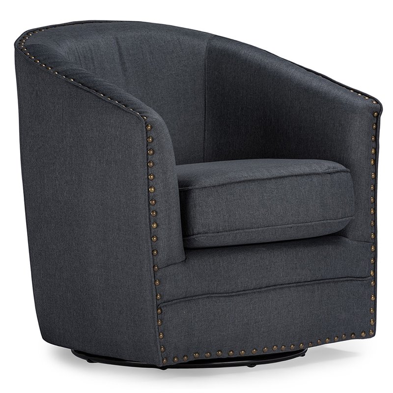 Baxton Studio Porter Swivel Accent Chair in Gray