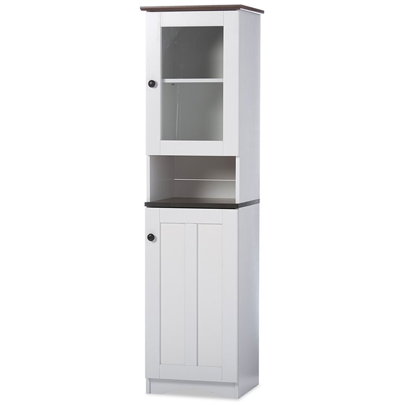 Baxton Studio Lauren 2 Door Pantry in White and Dark Brown