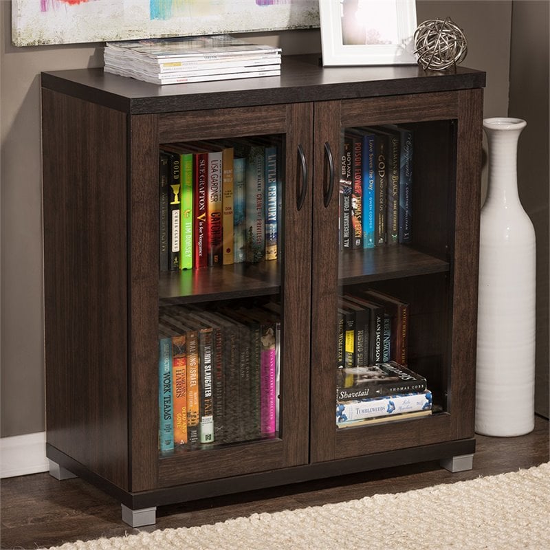 Baxton Studio Zentra Curio Cabinet in Dark Brown