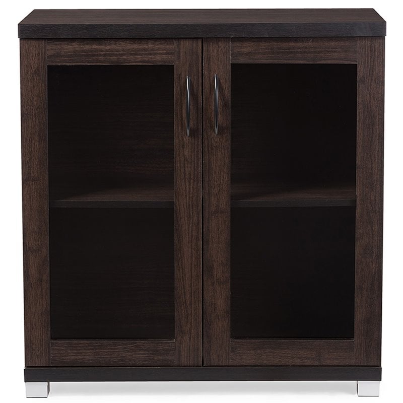 Baxton Studio Zentra Curio Cabinet in Dark Brown
