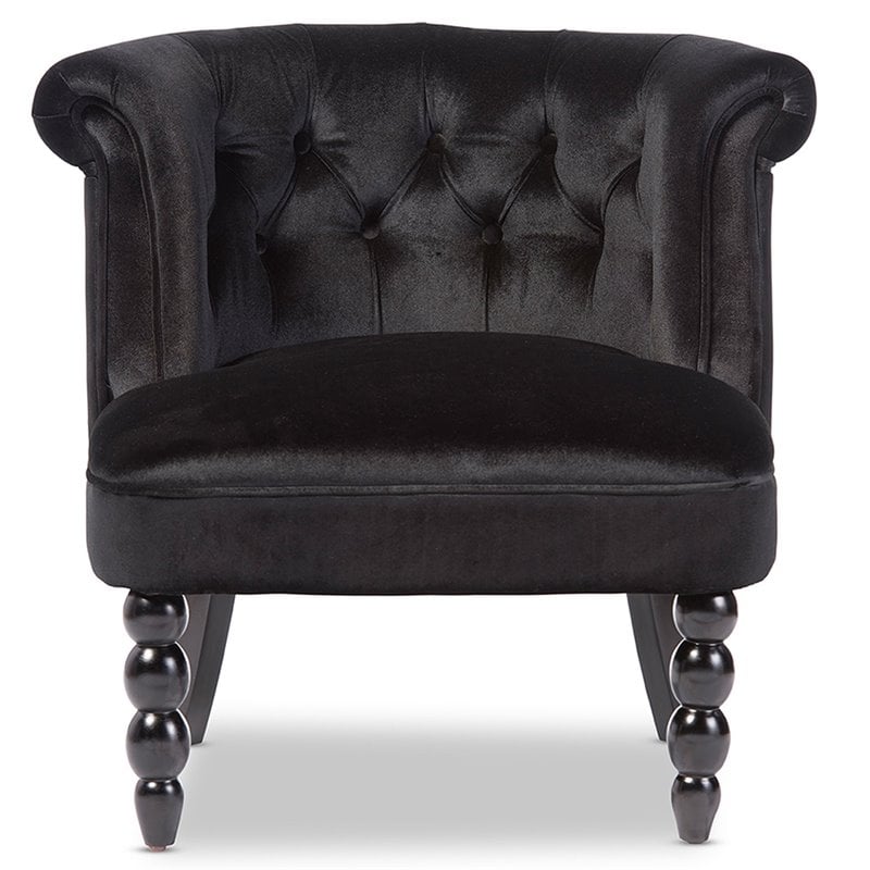Baxton Studio Flax Velvet Accent Chair in Black