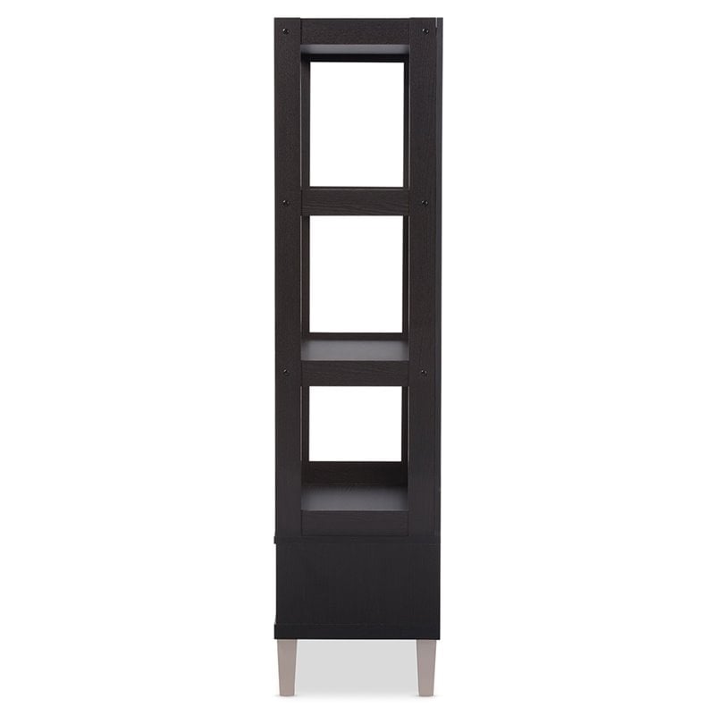 Baxton Studio Kalien 3 Shelf Bookcase in Espresso