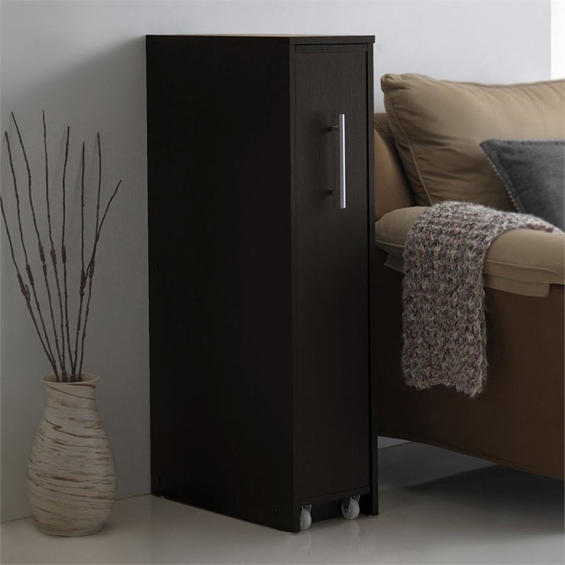 Baxton Studio Lindo 1 Pull Out Door Media Storage Cabinet in Brown