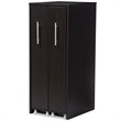 Baxton Studio Lindo 2 Pull Out Door Media Storage Cabinet in Brown