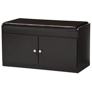 Baxton Studio Margaret Faux Leather Shoe Bench in Espresso