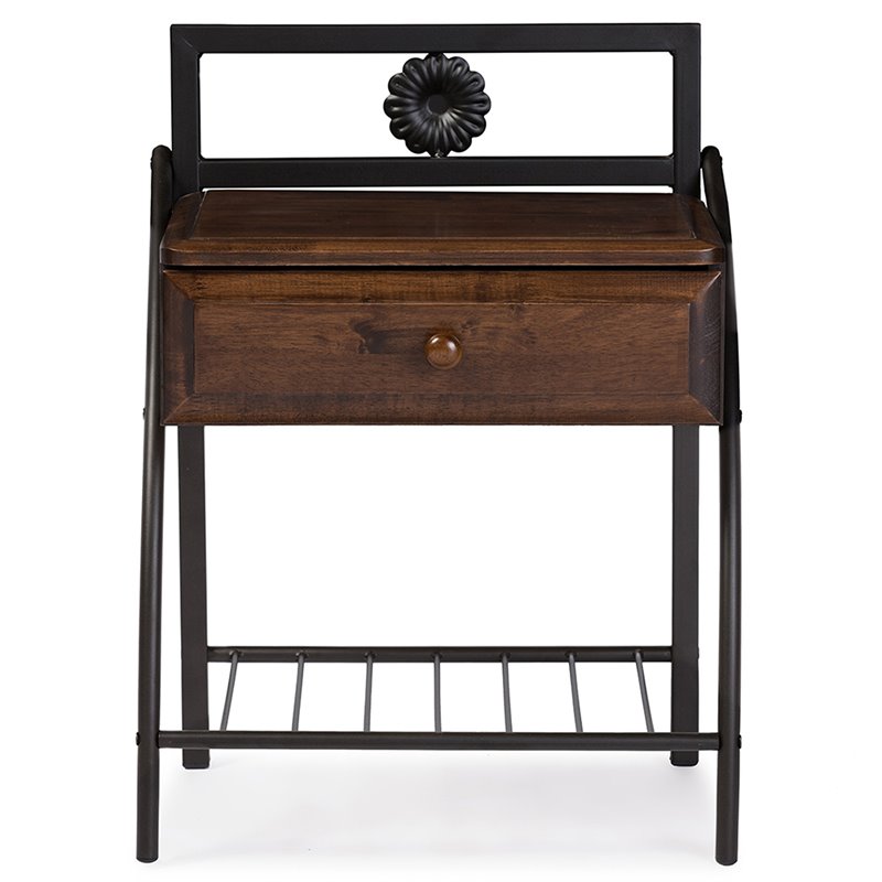 Baxton Studio Jevenci 1 Drawer Nightstand in Brown and Black