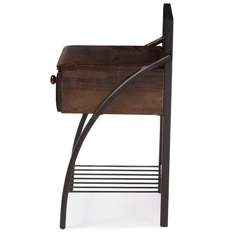Baxton Studio Jevenci 1 Drawer Nightstand in Brown and Black