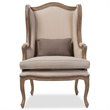 Baxton Studio Oreille Accent Chair in Dark Beige and Brown
