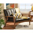 Baxton Studio Nikko Faux Leather Loveseat in Dark Espresso and Walnut