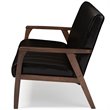Baxton Studio Nikko Faux Leather Sofa in Dark Brown and Walnut