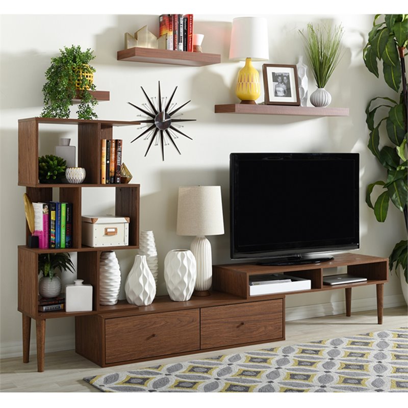 Baxton Studio Haversham Entertainment Center in Dark Walnut