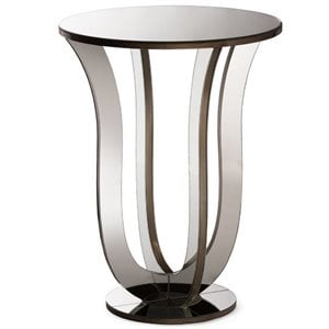 Baxton Studio Kylie 23&quot Round Mirrored Accent End Table in Silver