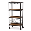 Baxton Studio Swanson Mobile Wine Rack in Antique Black and Brown