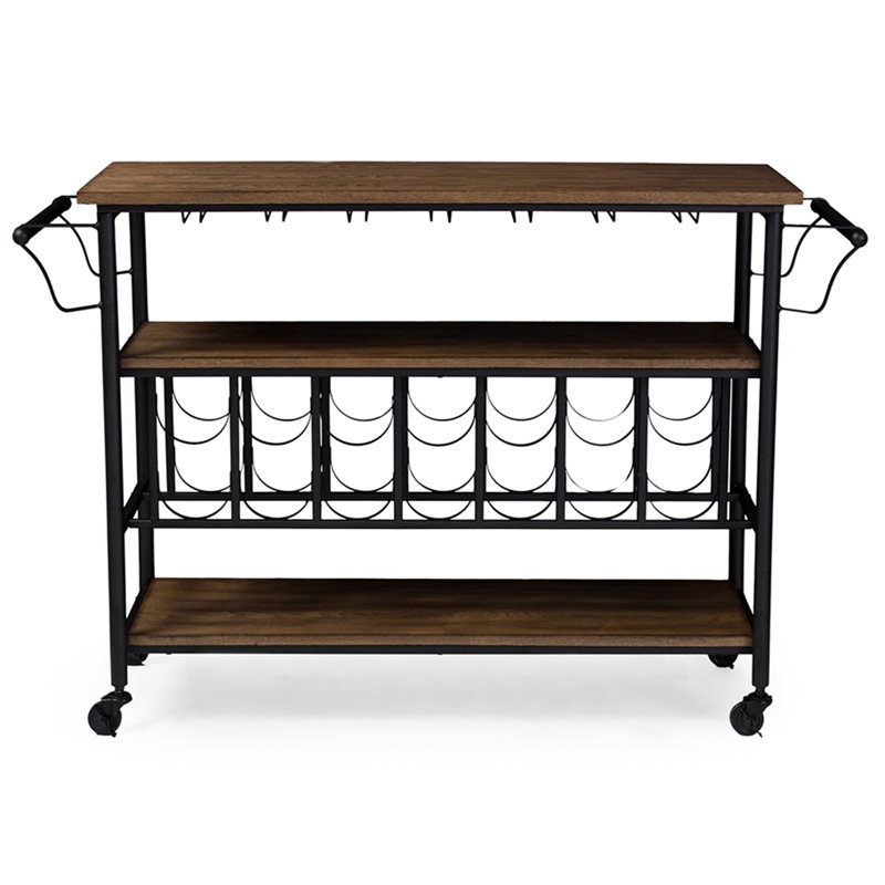 Baxton Studio Bradford Bar Cart in Antique Black and Brown