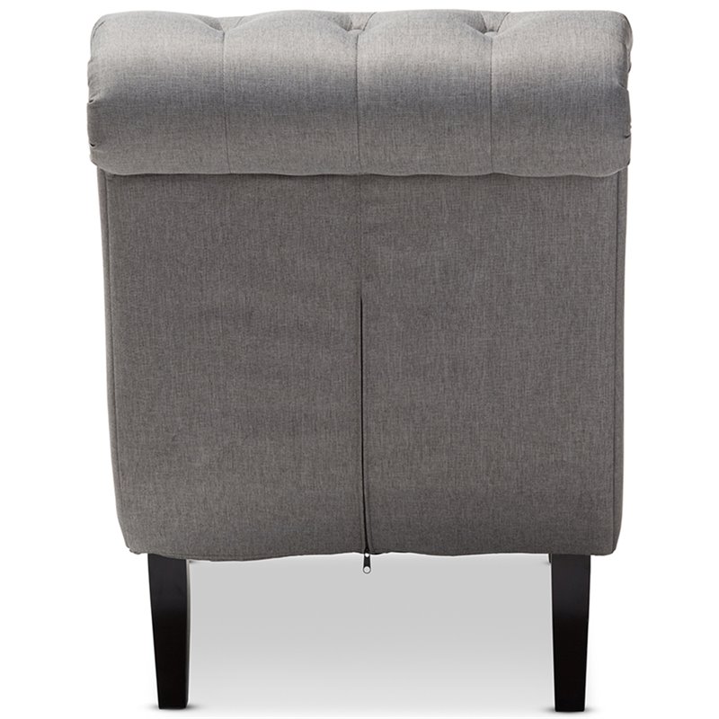 Baxton Studio Layla Tufted Chaise Lounge in Gray and Black