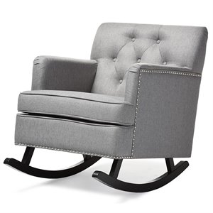 Baxton Studio Bethany Tufted Rocker in Gray and Dark Espresso