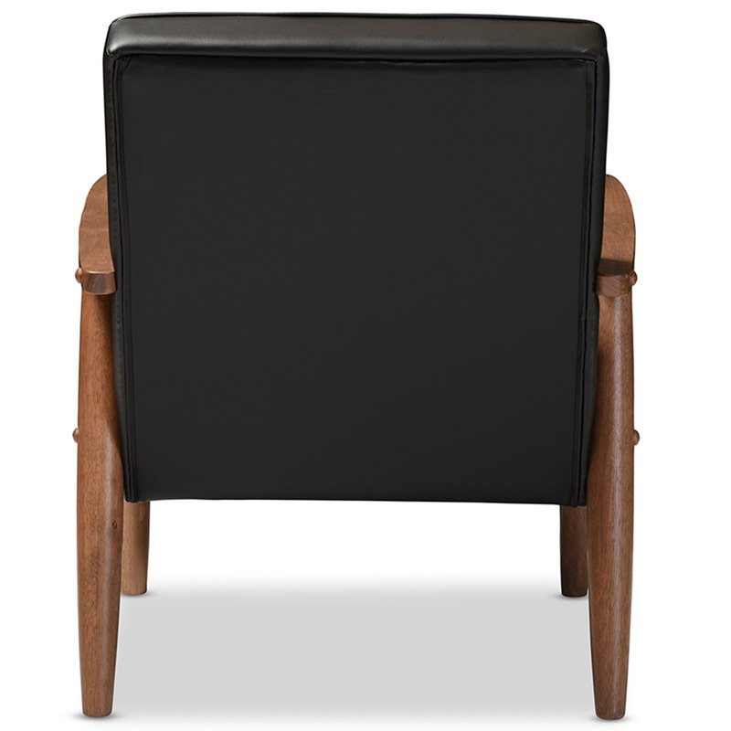 Baxton Studio Sorrento Faux Leather Tufted Reception Chair in Black