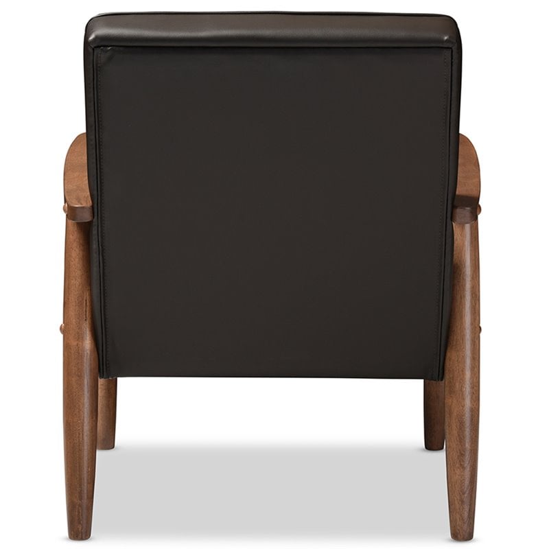 Baxton Studio Sorrento Faux Leather Tufted Reception Chair in Brown