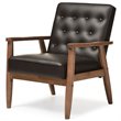 Baxton Studio Sorrento Faux Leather Tufted Reception Chair in Brown