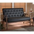 Baxton Studio Sorrento Faux Leather Tufted Loveseat in Dark Brown