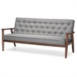 Baxton Studio Sorrento Tufted Sofa in Gray and Walnut