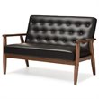 Baxton Studio Sorrento 3 Piece Faux Leather Tufted Sofa Set in Black