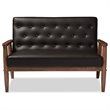 Baxton Studio Sorrento 3 Piece Faux Leather Tufted Sofa Set in Brown