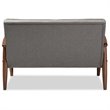 Baxton Studio Sorrento 3 Piece Tufted Sofa Set in Gray and Dark Walnut