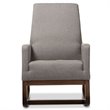 Baxton Studio Yashiya Upholstered Rocker in Gray and Walnut