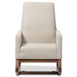 Baxton Studio Yashiya Upholstered Rocker in Light Beige and Walnut