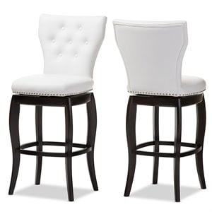 Baxton Studio Leonice 31&quot Faux Leather Swivel Bar Stool (Set of 2)