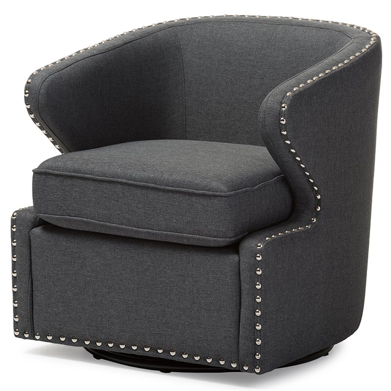 Baxton Studio Finley Swivel Accent Chair in Gray