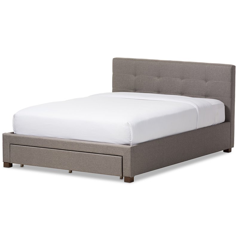 Baxton Studio Brandy Tufted Queen Storage Platform Bed in Gray