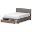 Baxton Studio Brandy Tufted King Storage Platform Bed in Gray