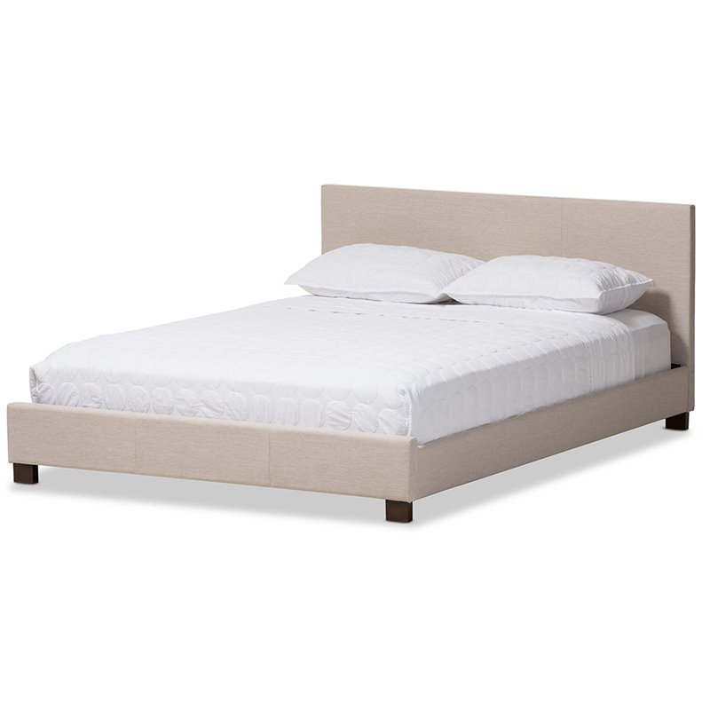 Baxton Studio Elizabeth Upholstered Queen Platform Bed in Beige