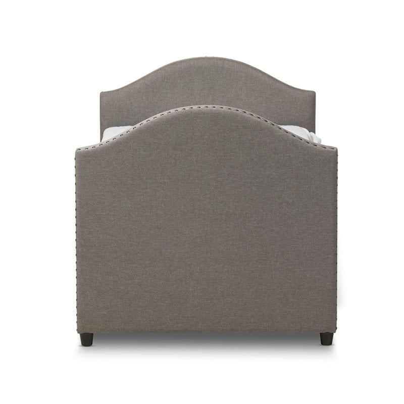 Baxton Studio Alessia Upholstered Daybed with Trundle in Gray Fabric