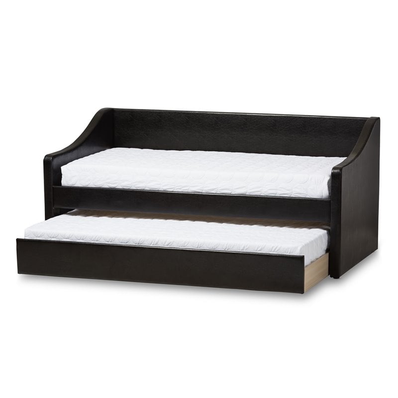 Baxton Studio Barnstorm Faux Leather Daybed with Trundle in Black